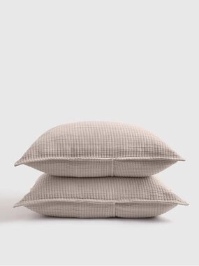 QUINCE Organic Ribbed Cotton Shams Sand Standard 7211